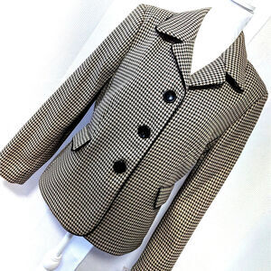NWT! DANILLO! BLACK, BROWN & CREAM HOUNDSTOOTH STRETCH JACKET! SZ 10